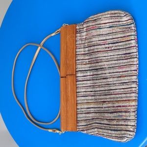 Fabric Purse with Unique Wooden Clasp